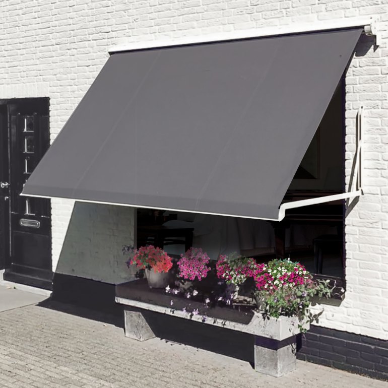 Luxaflex Droparm drop arm awning grey with white hardware
