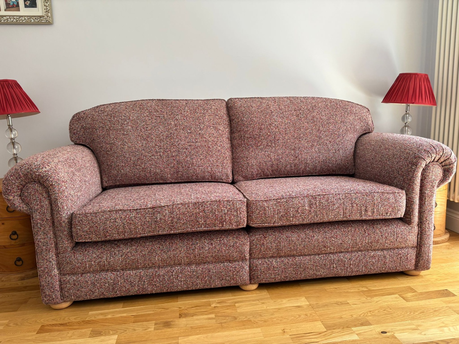 Cutting the sofa in to 2 pieces, then re-upholstering